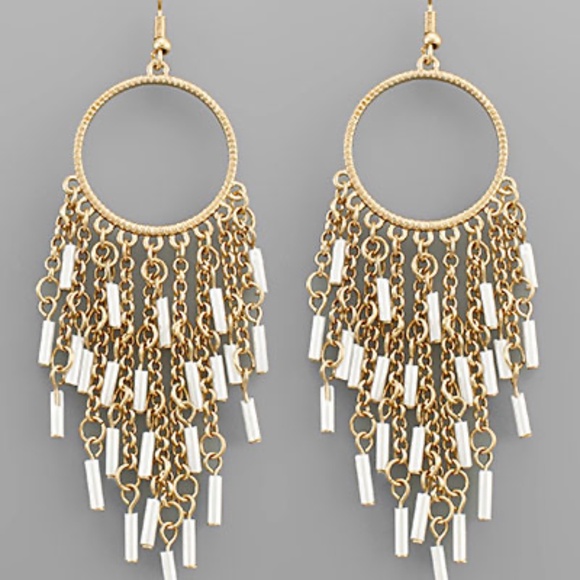 Metal Tassel Circle Earrings - Picture 1 of 1